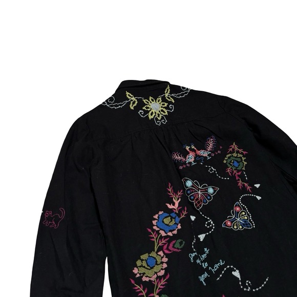 Anthropologie Pilcro Embroidered Western Buttondown Shirt Embroidered Black XS - Picture 5 of 7